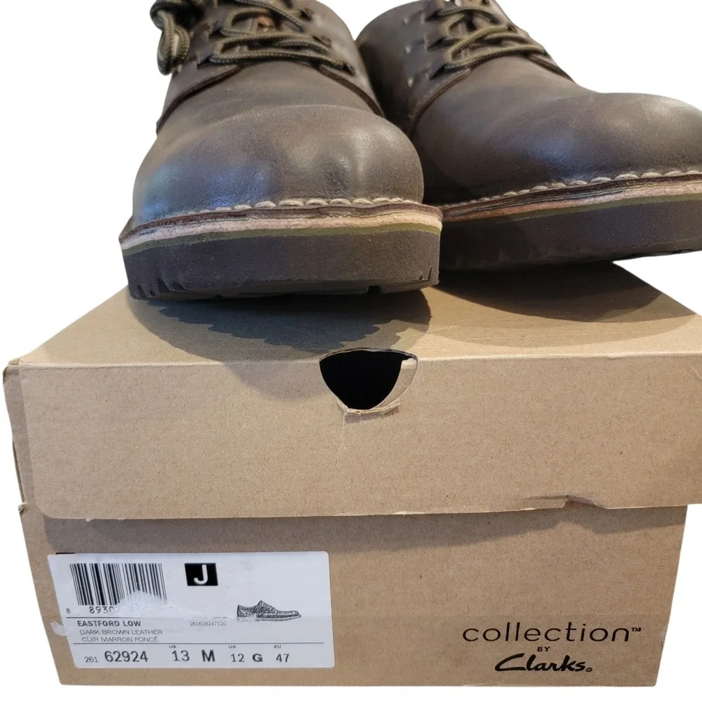 CLARKS Men's Eastford Low Shoes Oxford Dark Brown Size 13‎